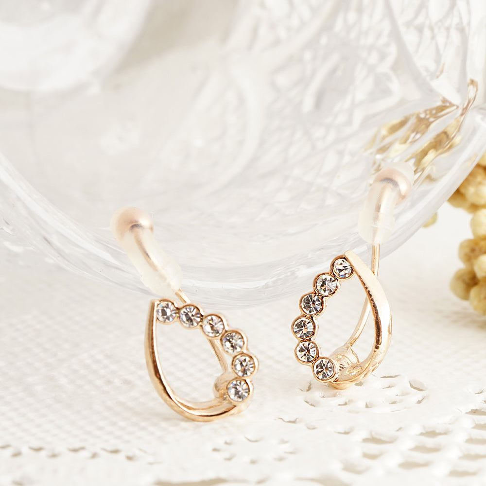 6連ストーン ドロップ ノンホールピアス 痛くない イヤリング 金属アレルギー