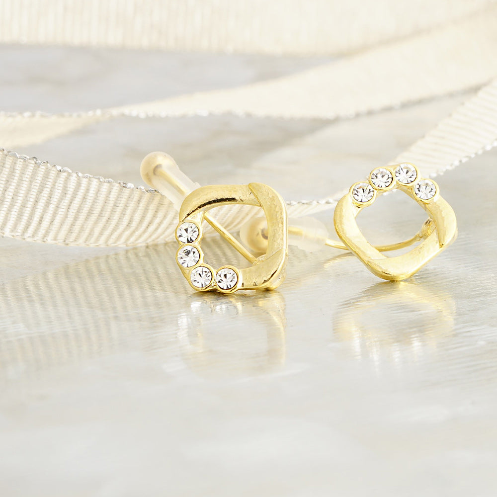 4連ストーン スクエア ノンホールピアス