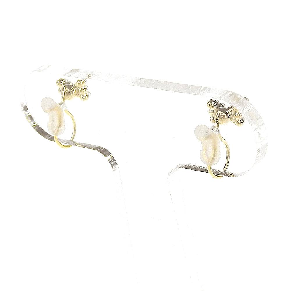 パール リボン ノンホールピアス