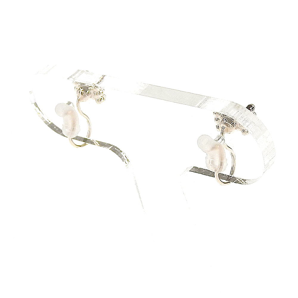 パール リボン ノンホールピアス