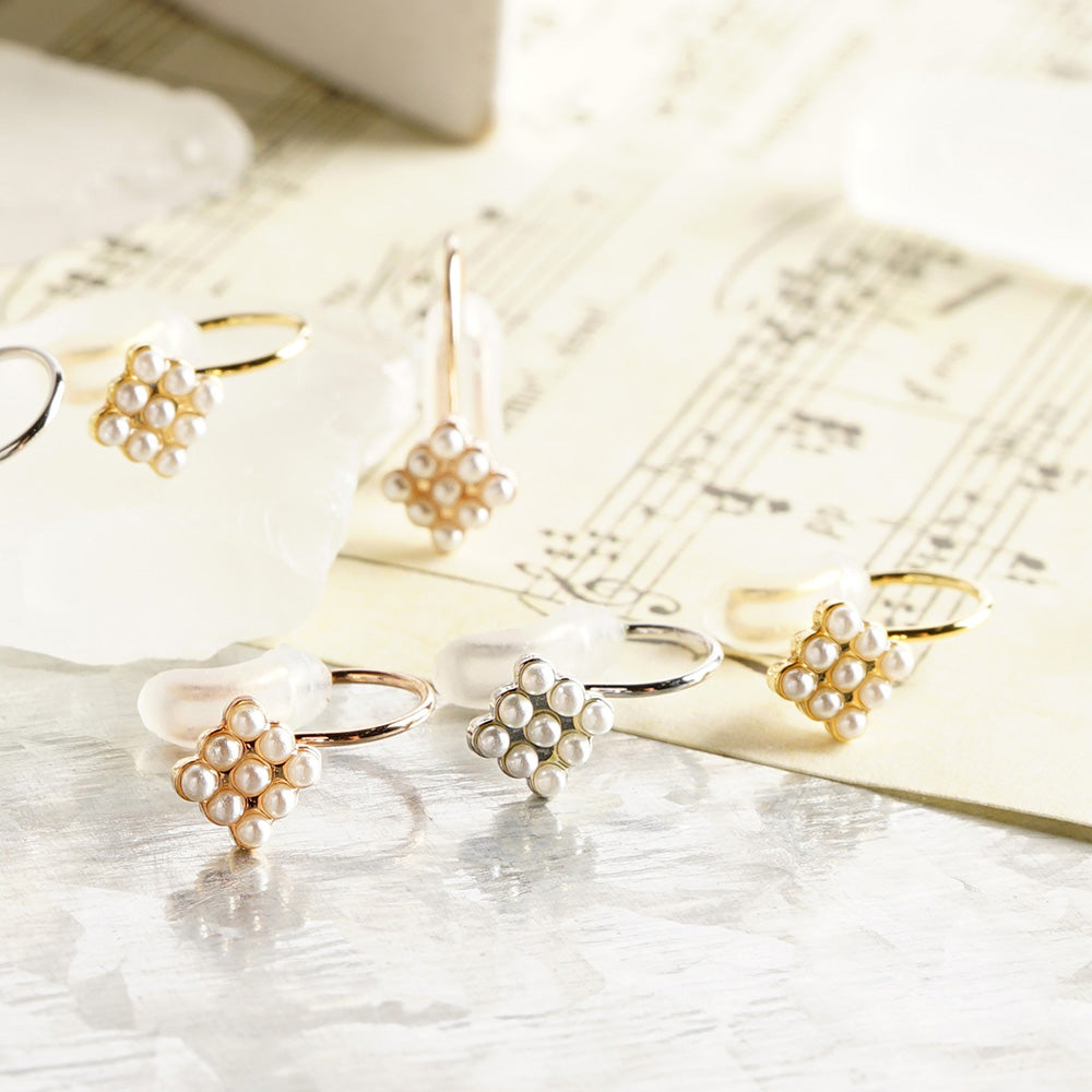 パール スクエア ノンホールピアス