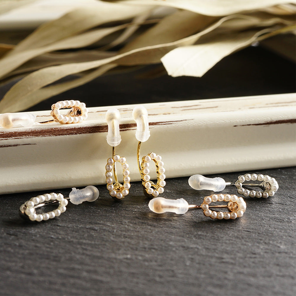 パール オーバル ノンホールピアス