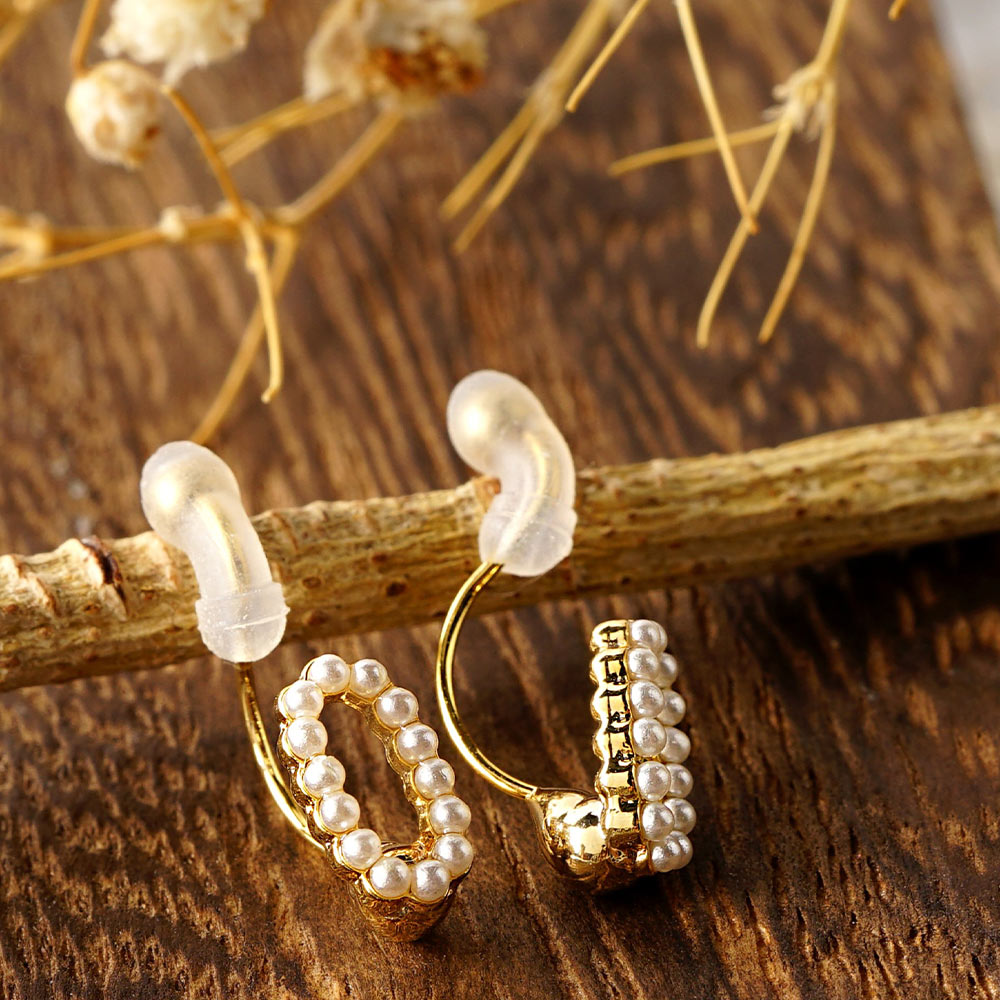 パール オーバル ノンホールピアス