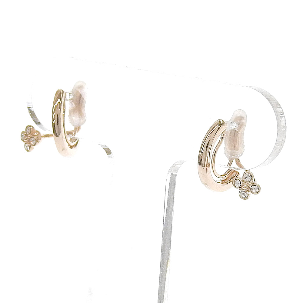 カーブ フラワー バックノンホールピアス 痛くない イヤリング 金属アレルギー対応 日本製 itam ピアスみたいに見える