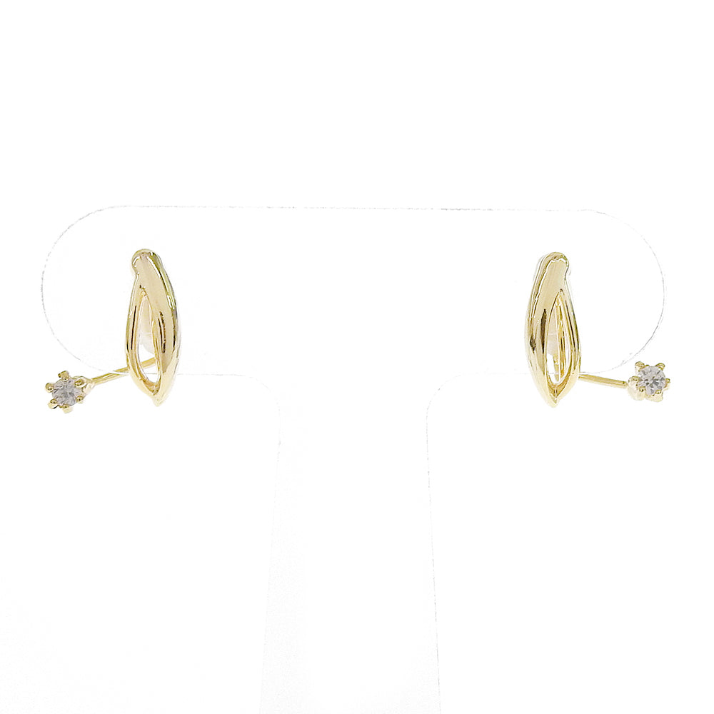 カーブ キュービックジルコニア バックノンホールピアス