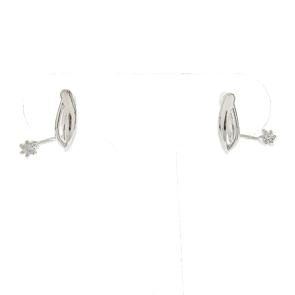 カーブ キュービックジルコニア バックノンホールピアス