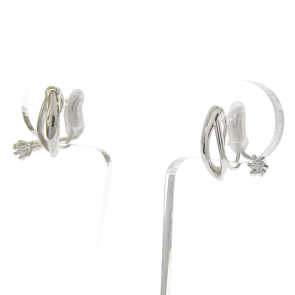 カーブ キュービックジルコニア バックノンホールピアス