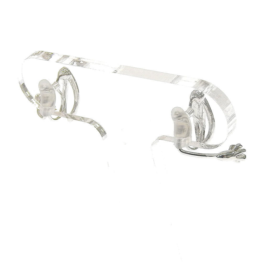 カーブ キュービックジルコニア バックノンホールピアス