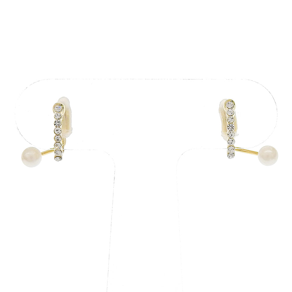 ラインストーン パール バックノンホールピアス