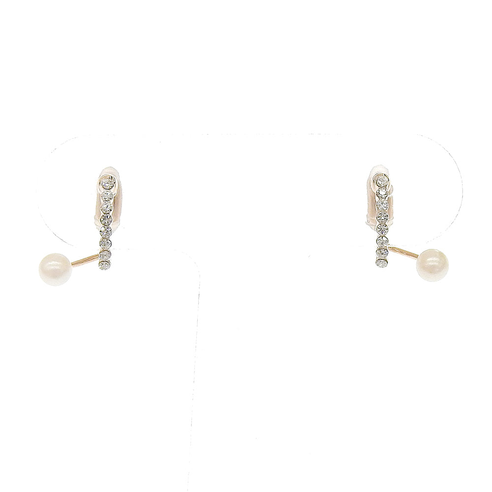 ラインストーン パール バックノンホールピアス