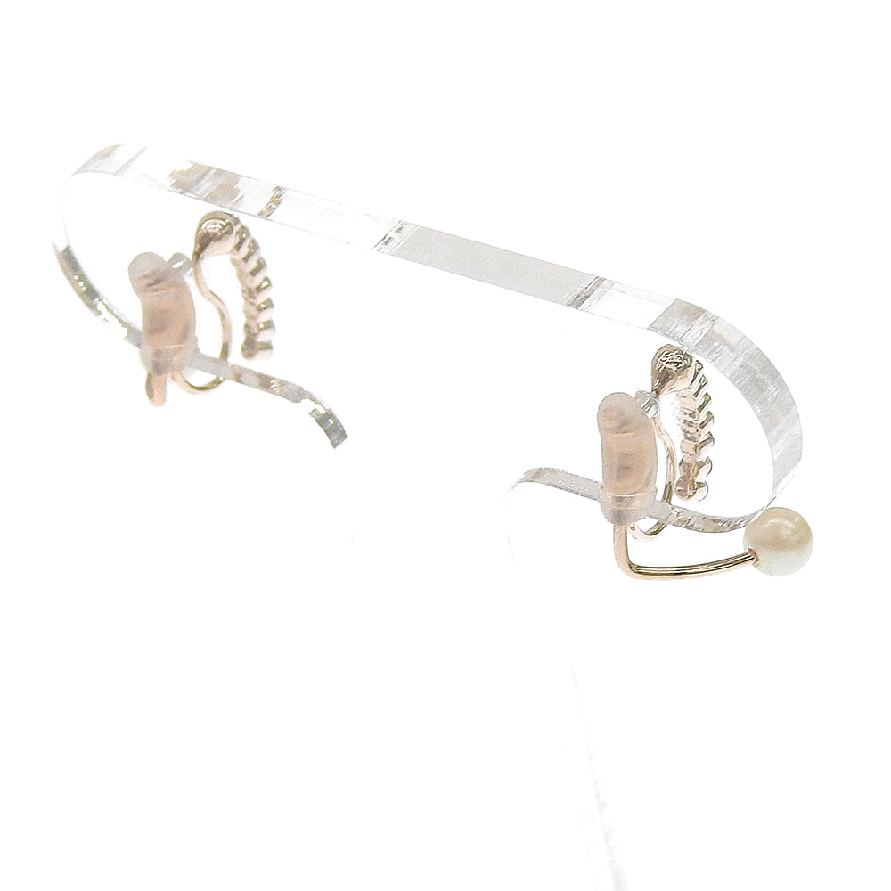 ラインストーン パール バックノンホールピアス