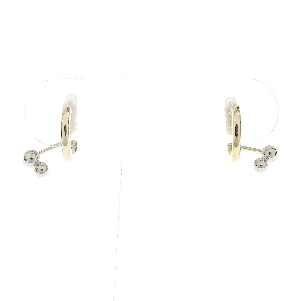 カーブ ゴールド&シルバー バックノンホールピアス