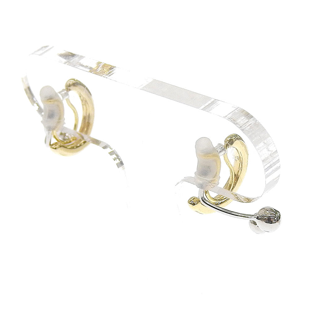 カーブ ゴールド&シルバー バックノンホールピアス