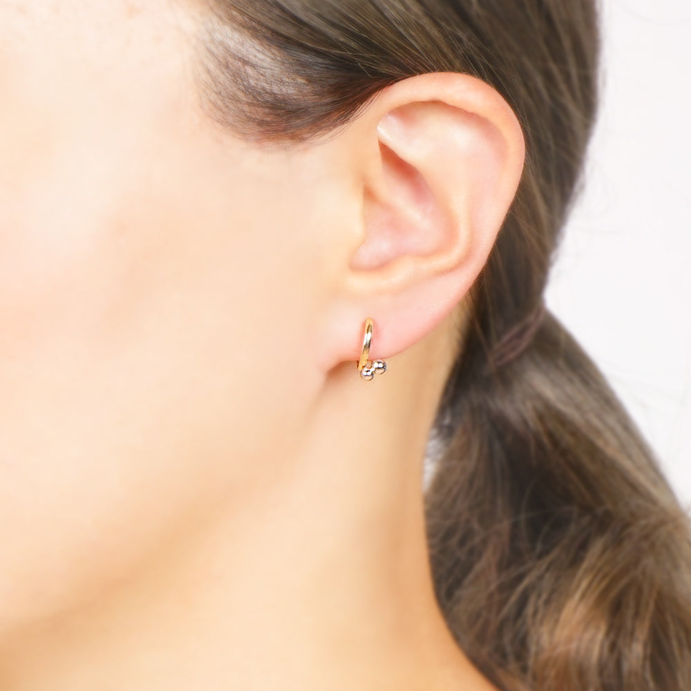 カーブ ゴールド&シルバー バックノンホールピアス