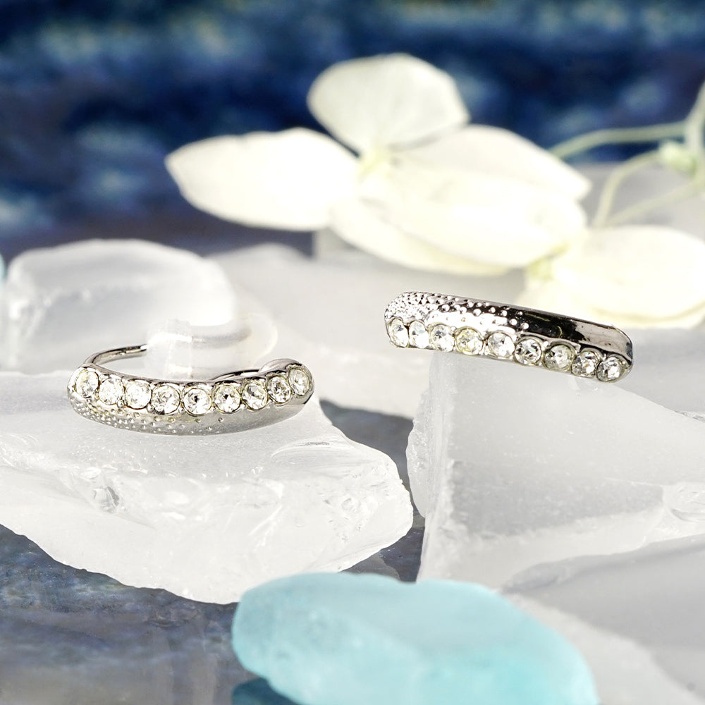 カーブ ラインストーン ノンホールピアス