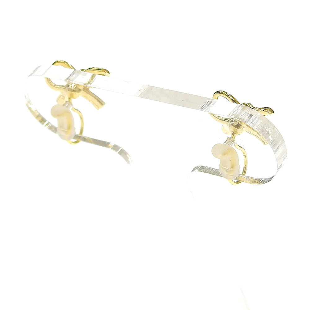 【9/17再入荷】リボン ストーン ノンホールピアス