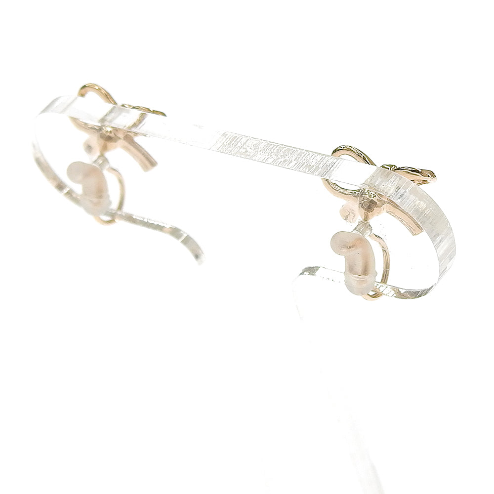 【9/17再入荷】リボン ストーン ノンホールピアス