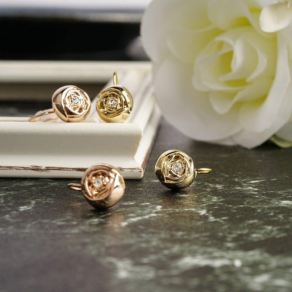 ローズ ストーン ノンホールピアス