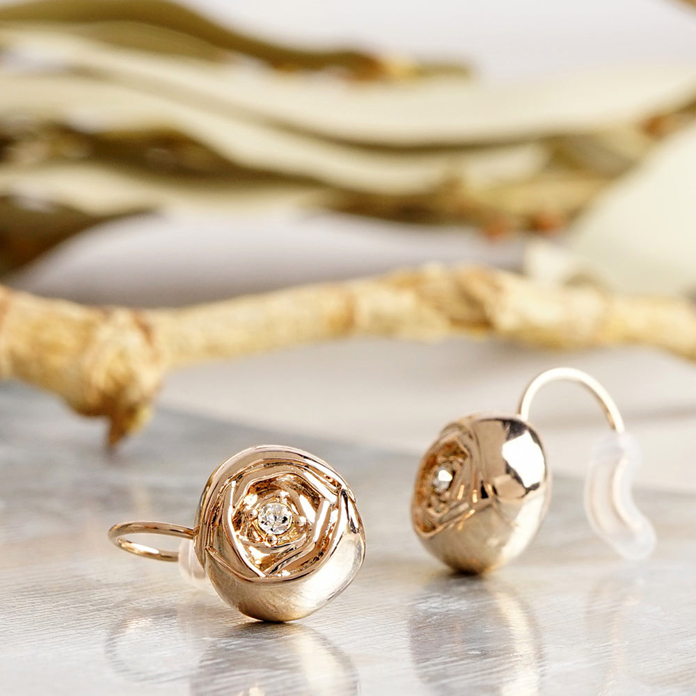 ローズ ストーン ノンホールピアス