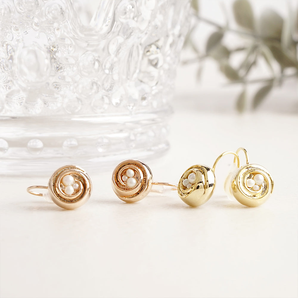 ローズ パール ノンホールピアス