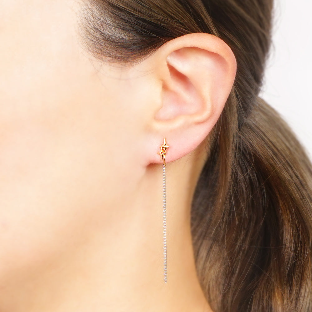 ロングチェーン ストーン ノンホールピアス