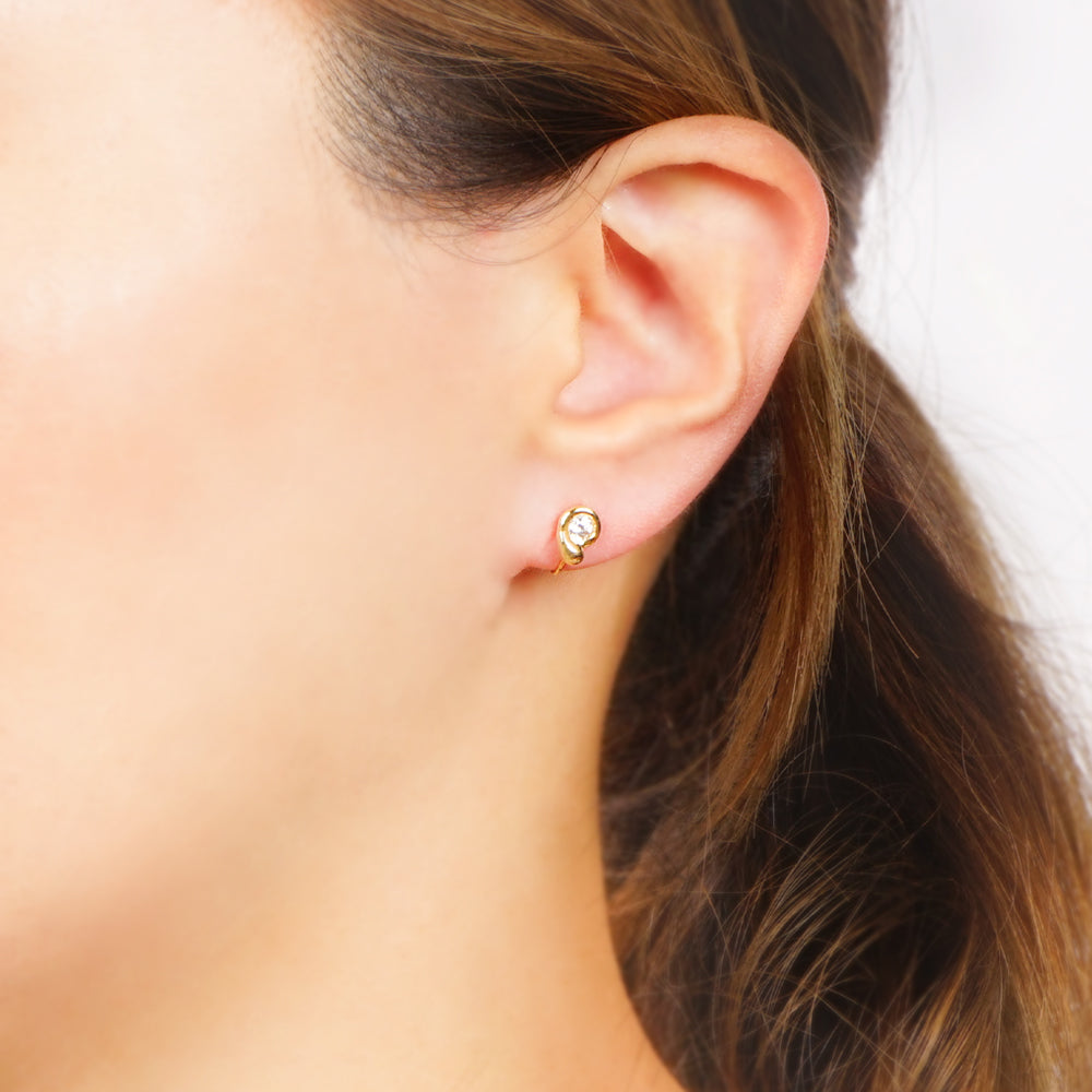 ニュアンスメタル 1粒キュービックジルコニア ノンホールピアス