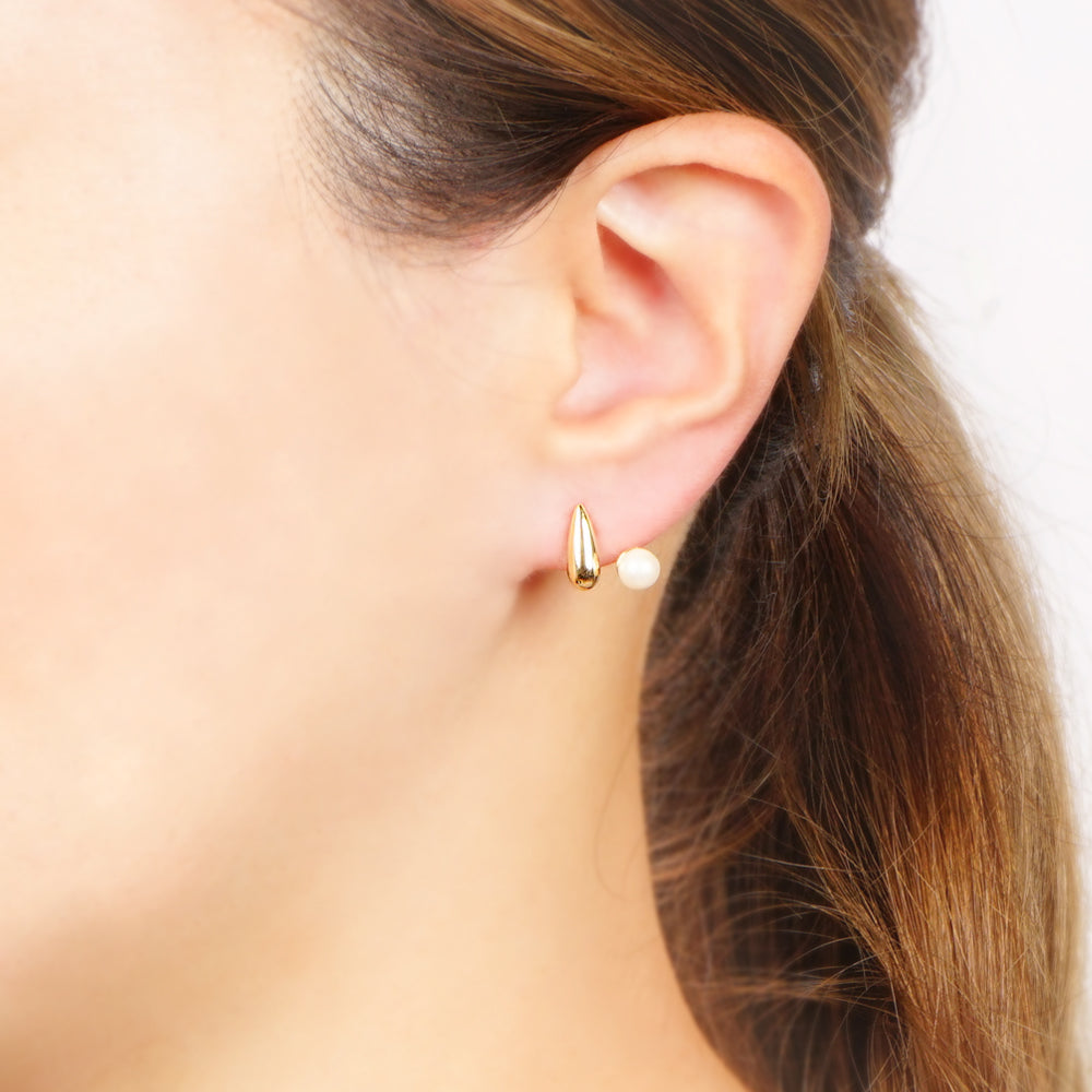 ドロップ&パール ツインノンホールピアス