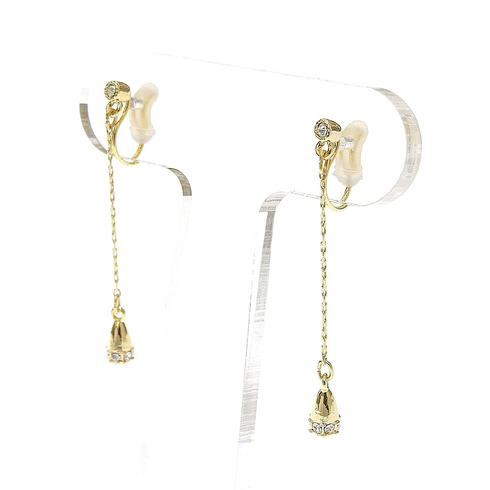 【9/17再入荷】クリスタルガラス チェーンタイプ ノンホールピアス