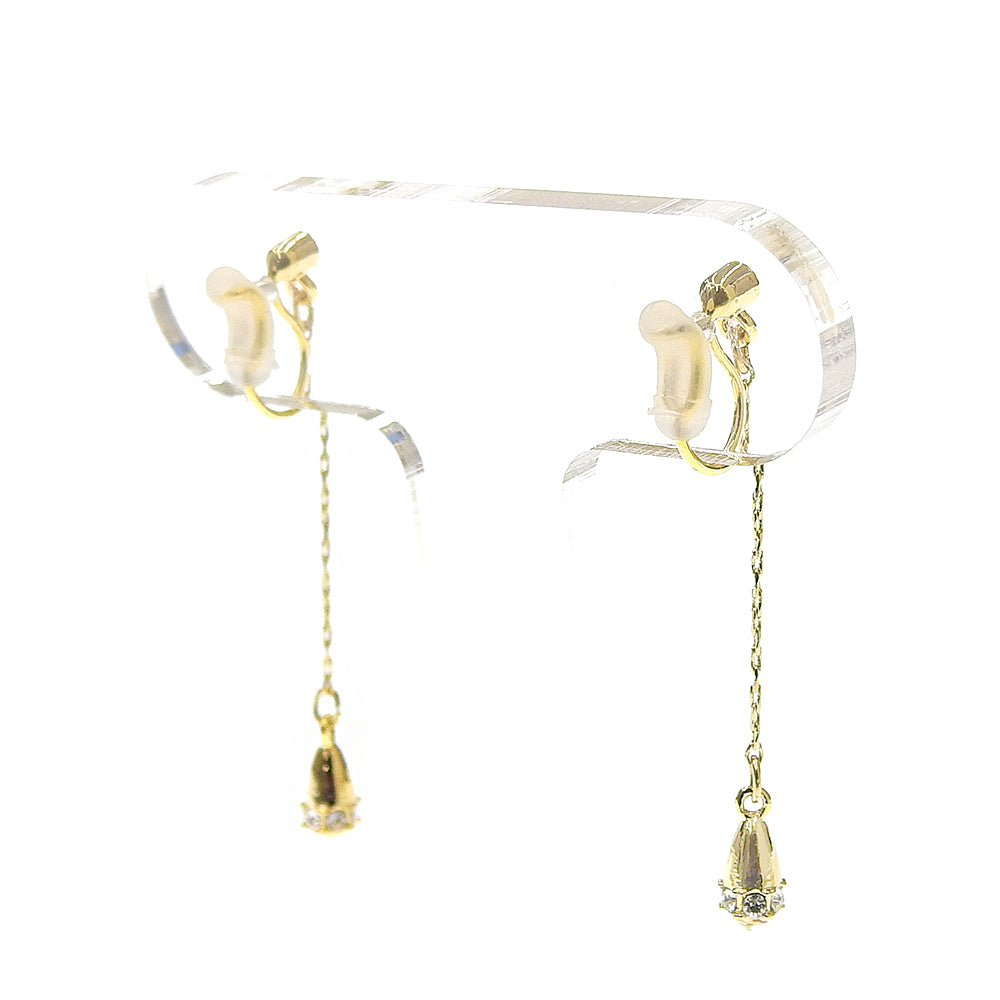 【9/17再入荷】クリスタルガラス チェーンタイプ ノンホールピアス