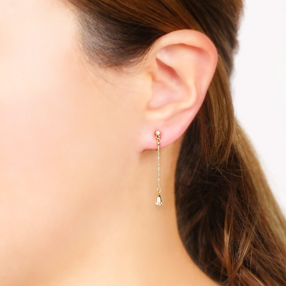 【9/17再入荷】クリスタルガラス チェーンタイプ ノンホールピアス