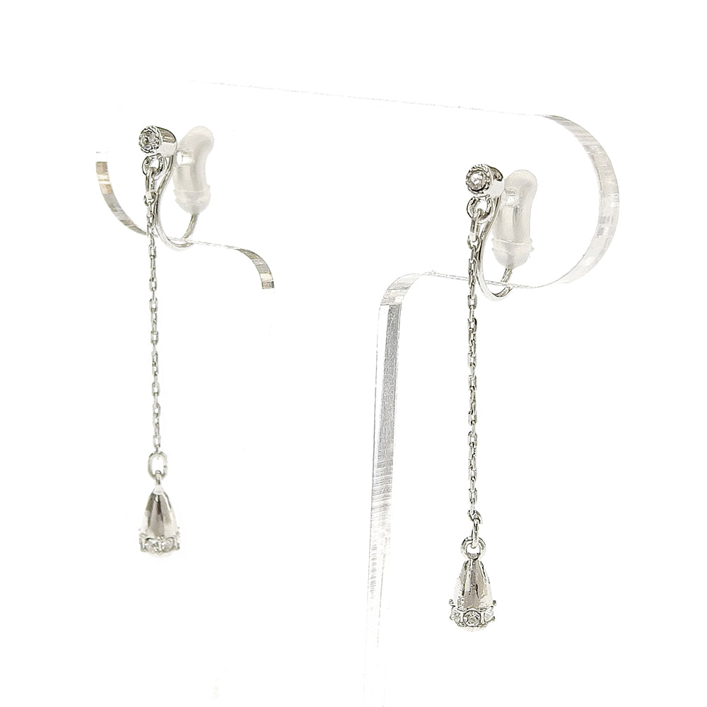 【9/17再入荷】クリスタルガラス チェーンタイプ ノンホールピアス