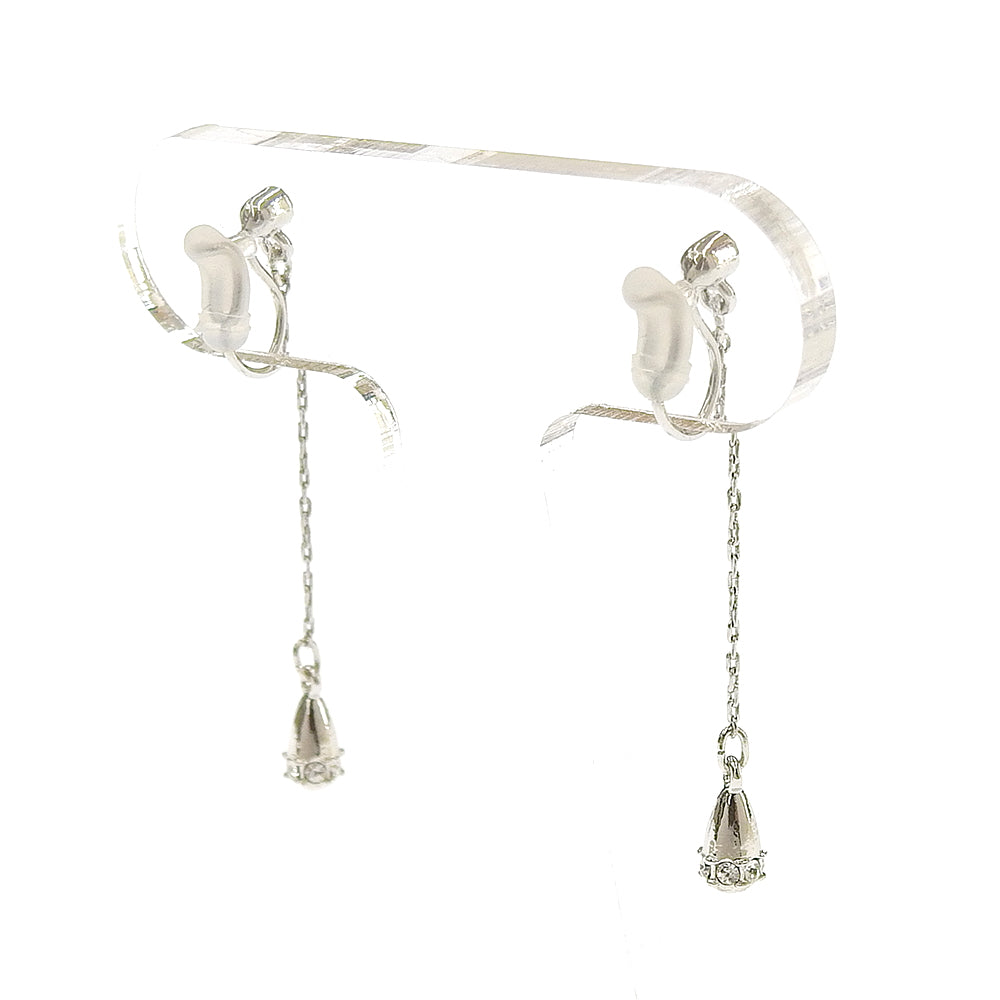 【9/17再入荷】クリスタルガラス チェーンタイプ ノンホールピアス