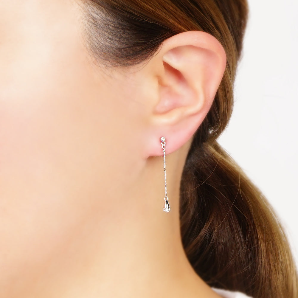 【9/17再入荷】クリスタルガラス チェーンタイプ ノンホールピアス