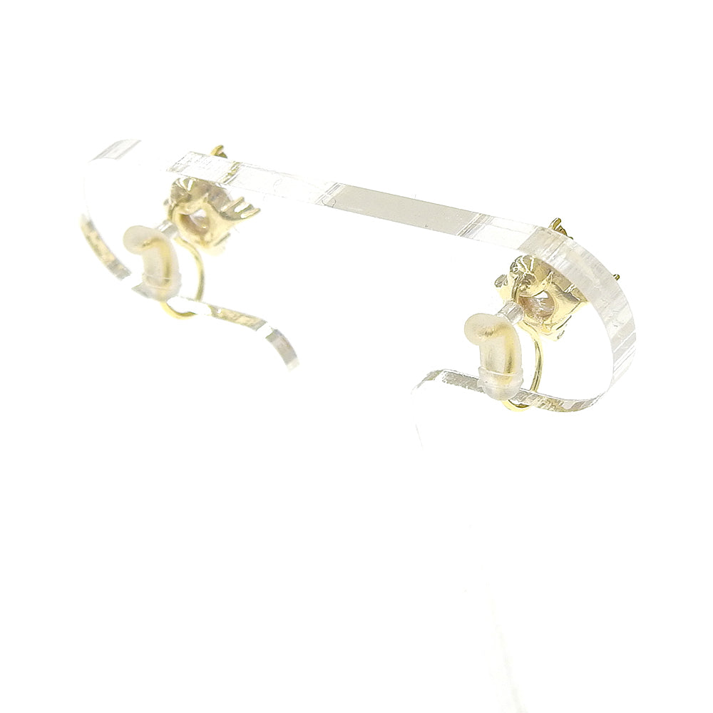 キュービックジルコニア×クリスタルガラス ラウンド ノンホールピアス