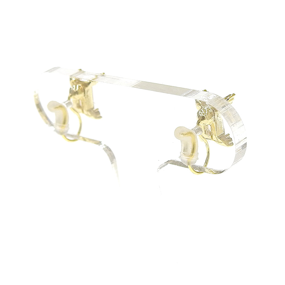 キュービックジルコニア×クリスタルガラス レクタングル ノンホールピアス