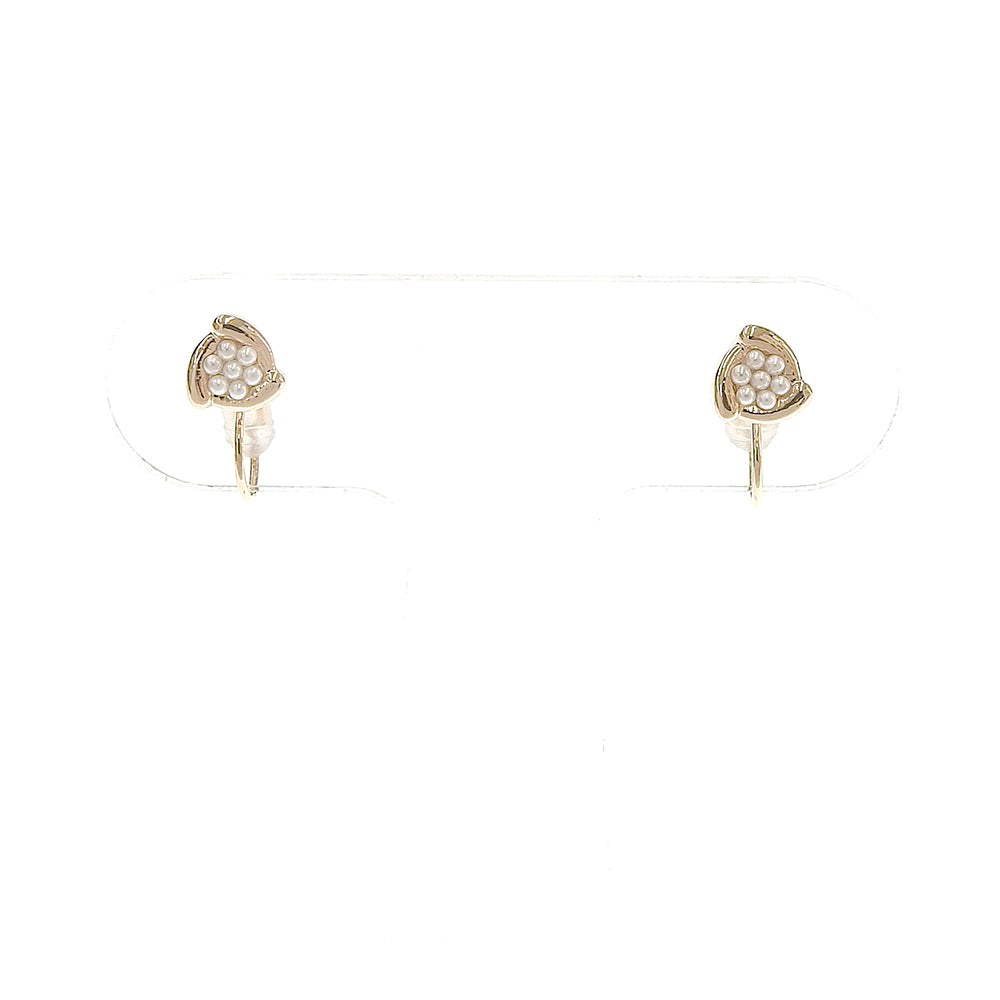 【8/20再入荷】メタル×プチパール フラワー ノンホールピアス