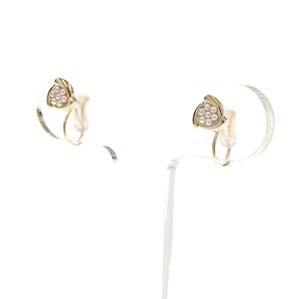 【8/20再入荷】メタル×プチパール フラワー ノンホールピアス