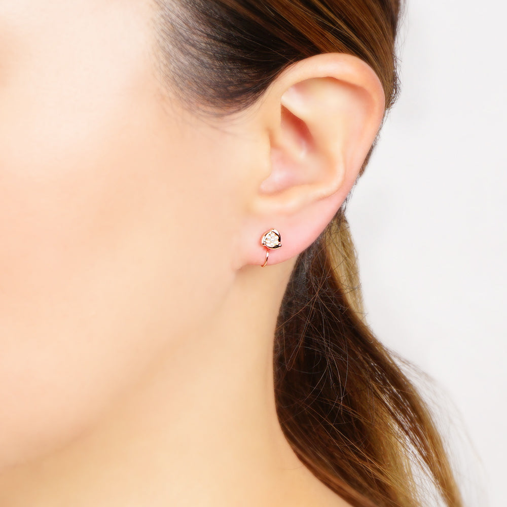 【8/20再入荷】メタル×プチパール フラワー ノンホールピアス