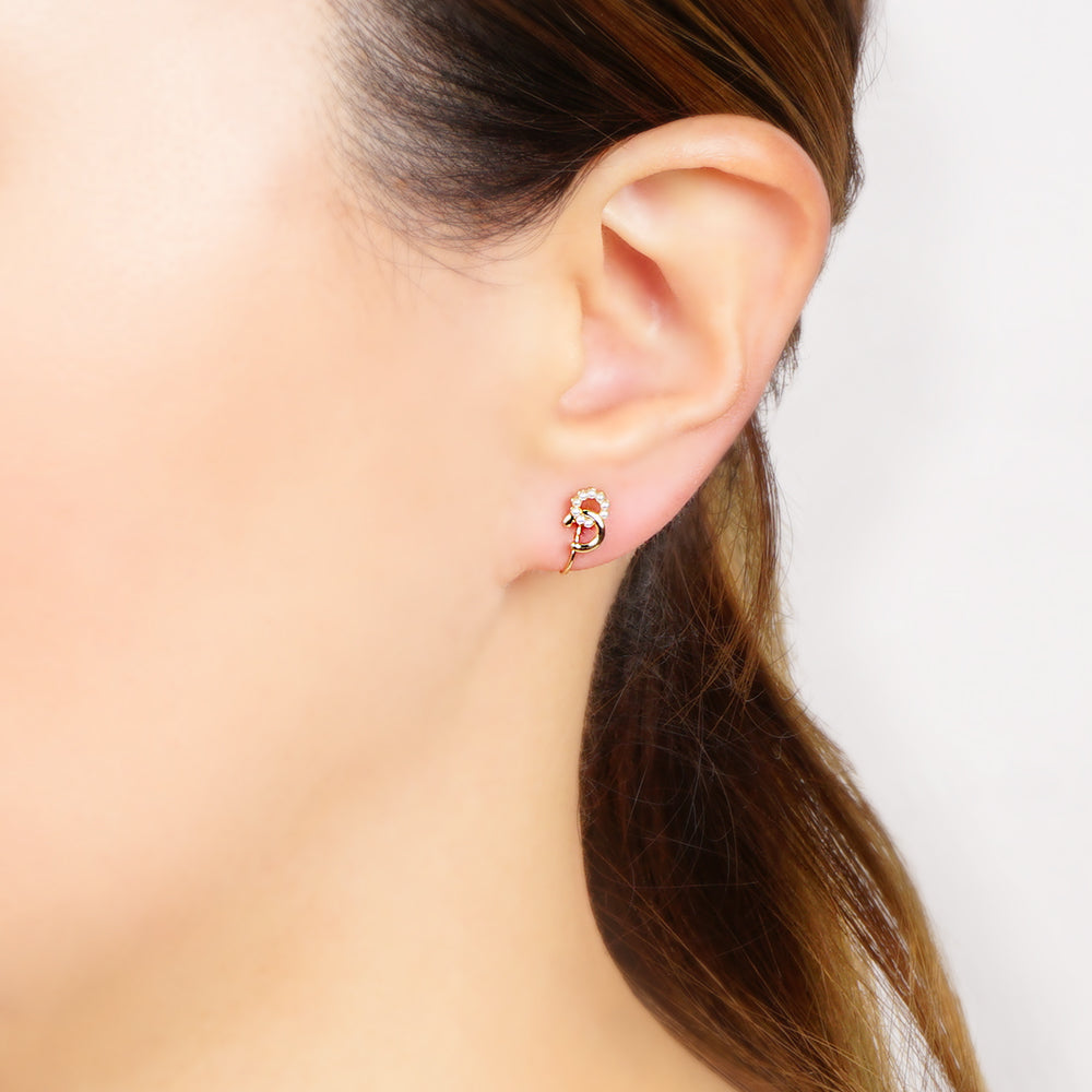 メタル×プチパール リング ノンホールピアス