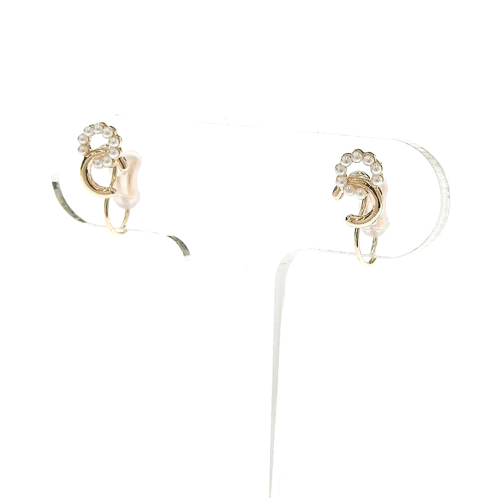 メタル×プチパール リング ノンホールピアス