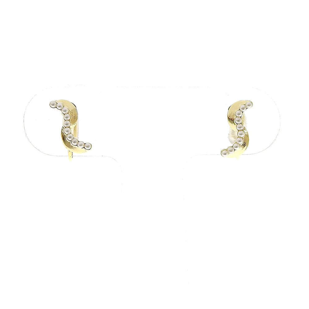 【9/8再入荷】メタル×プチパール ウェーブ ノンホールピアス