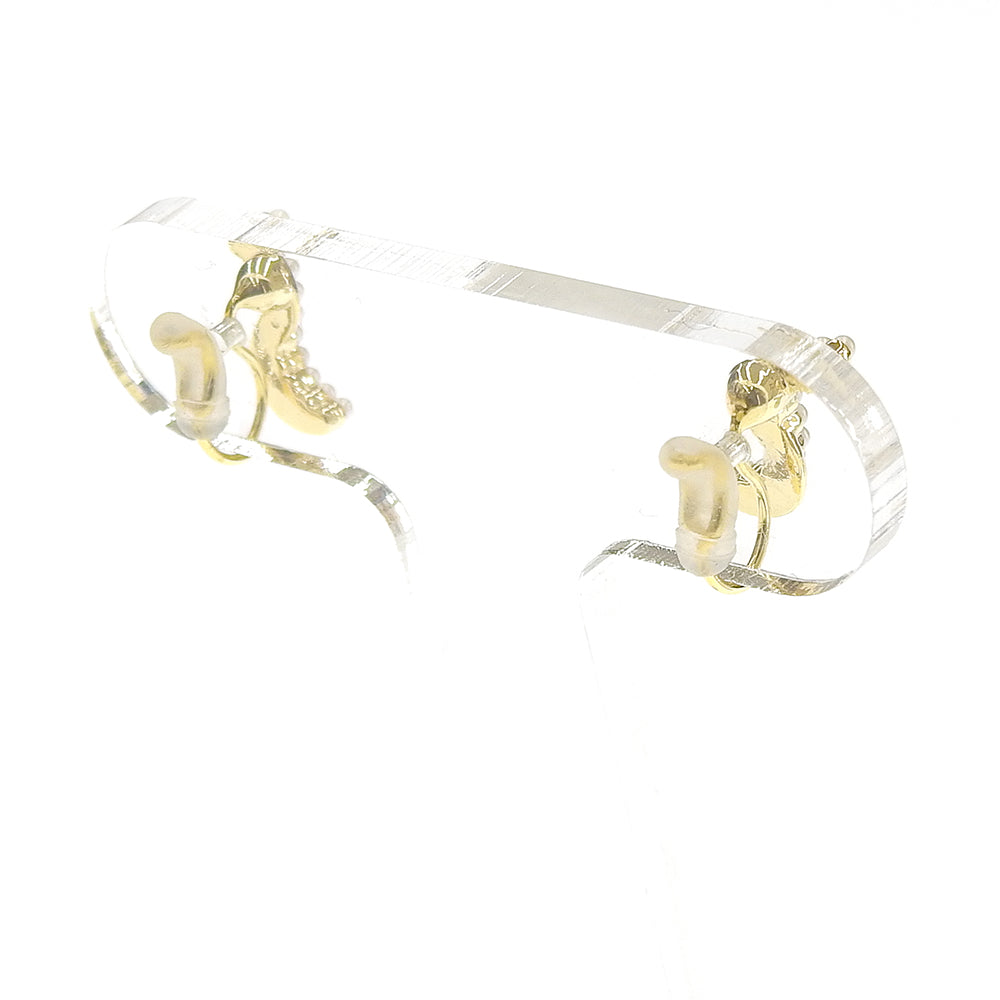 【9/8再入荷】メタル×プチパール ウェーブ ノンホールピアス