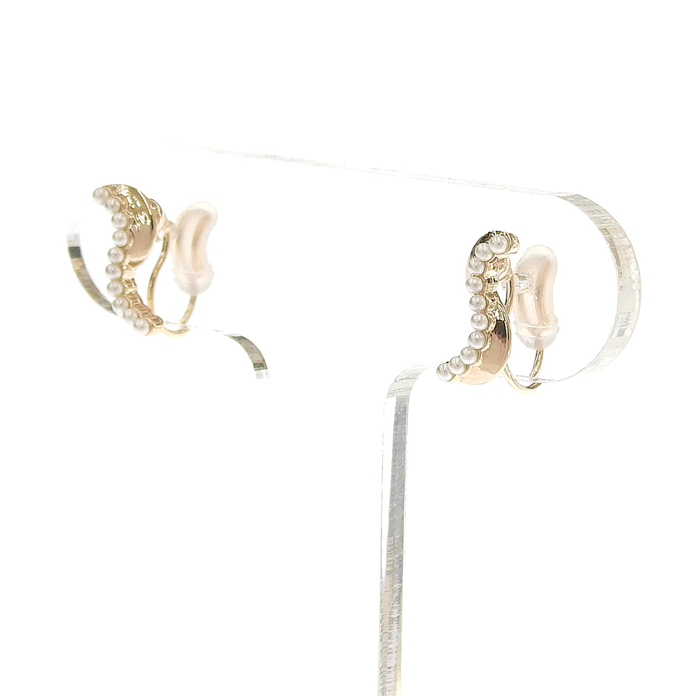 【9/8再入荷】メタル×プチパール ウェーブ ノンホールピアス