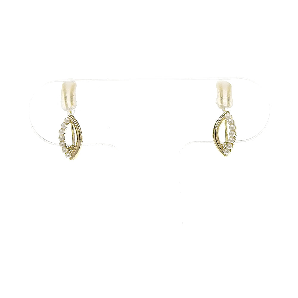 【9/8再入荷】メタル×プチパール リーフノンホールピアス