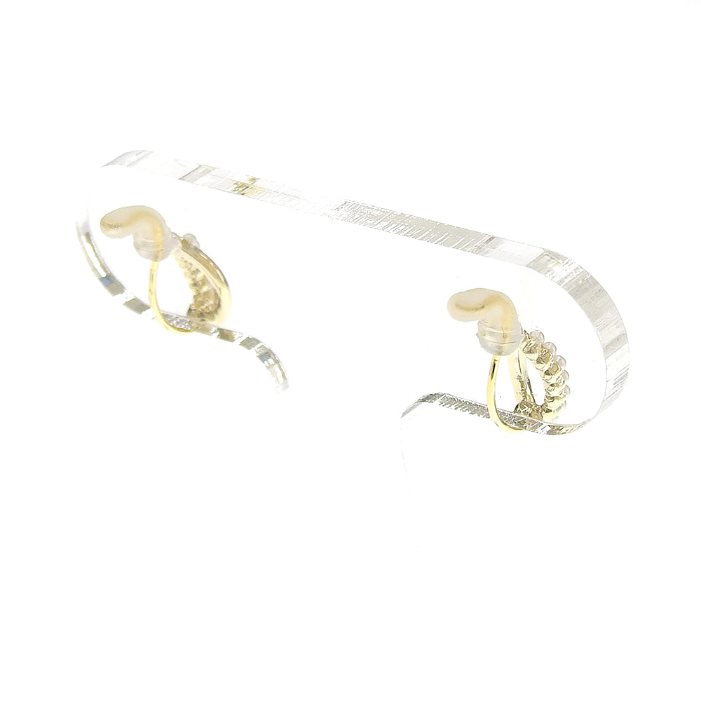 【9/8再入荷】メタル×プチパール リーフノンホールピアス