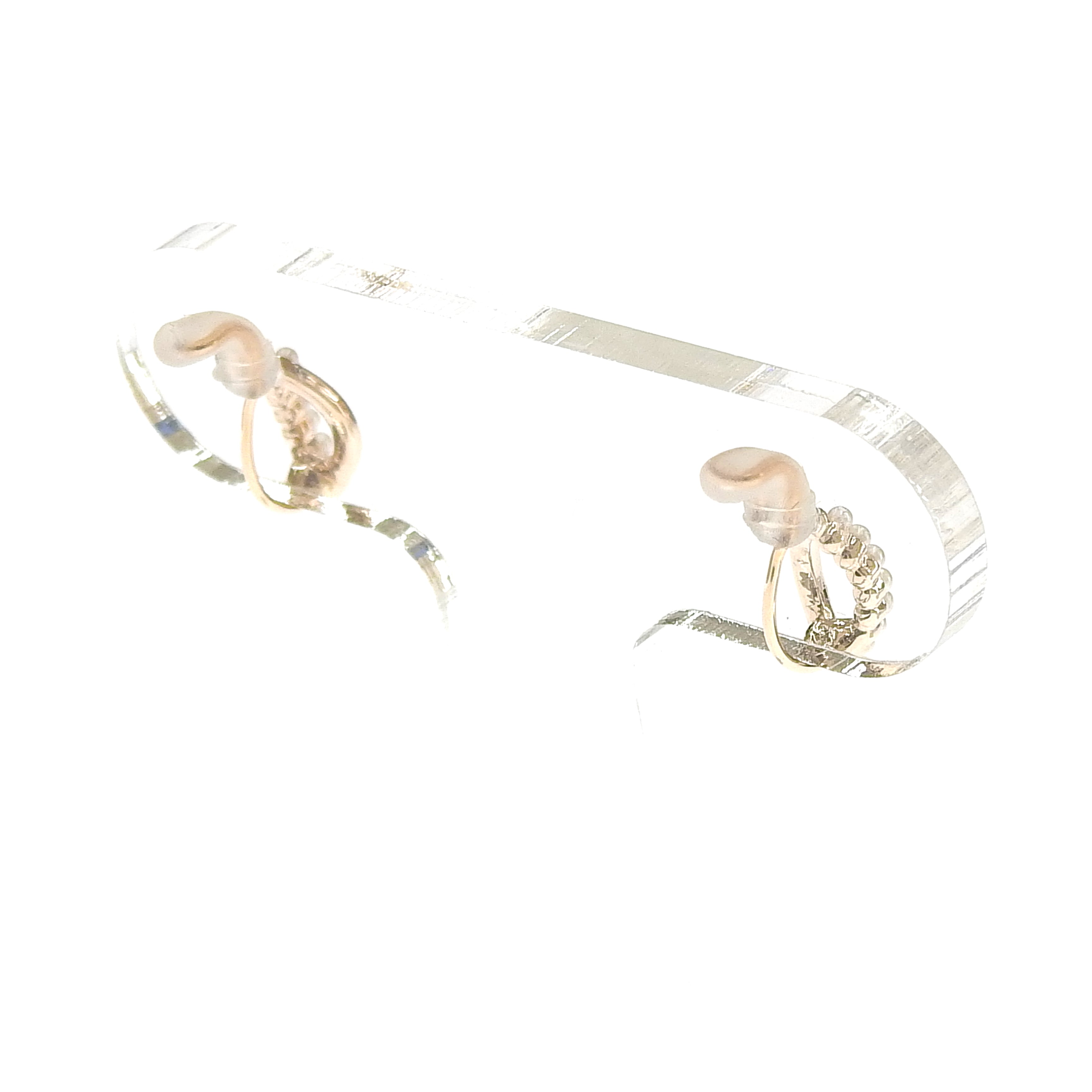 【9/8再入荷】メタル×プチパール リーフノンホールピアス