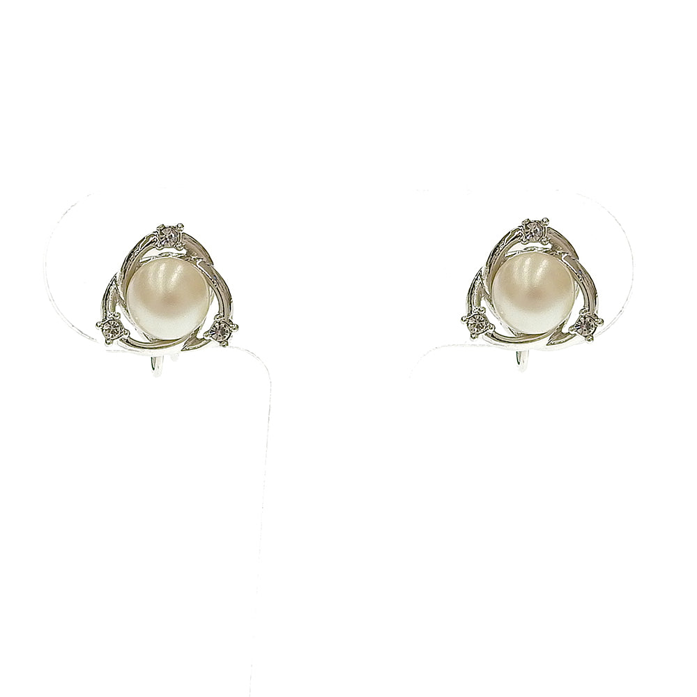 パール×メタル 1粒パール ノンホールピアス