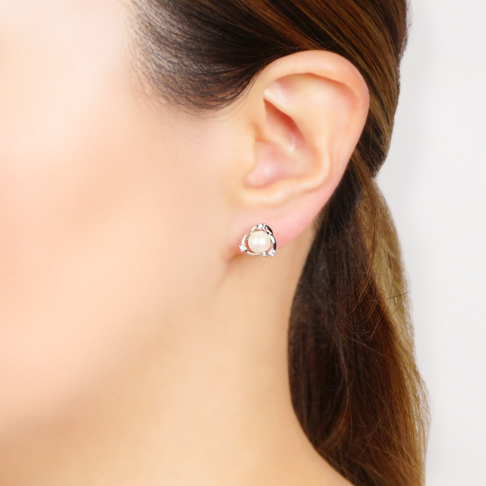 パール×メタル 1粒パール ノンホールピアス