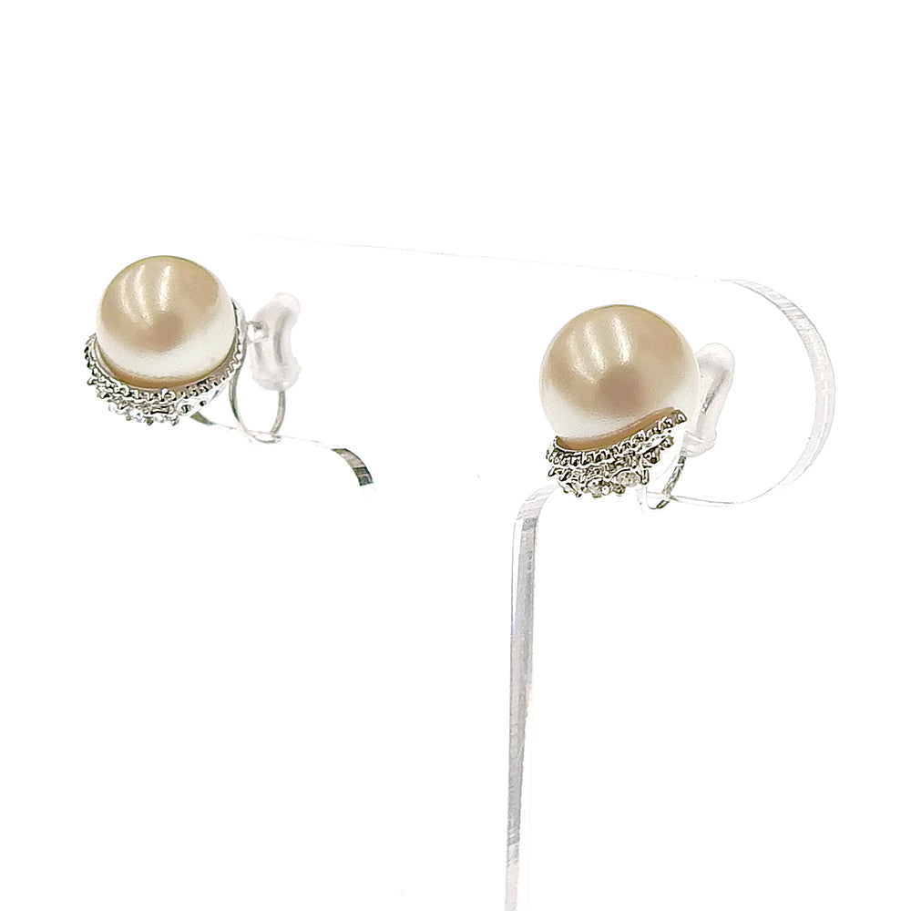 パール×メタル ラインストーン ノンホールピアス