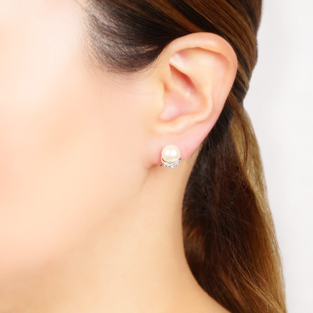 パール×メタル ラインストーン ノンホールピアス